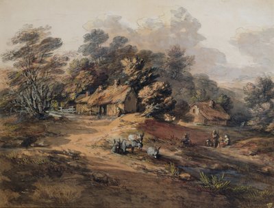 Contadini e asini vicino a cottage al bordo di un bosco da Thomas Gainsborough